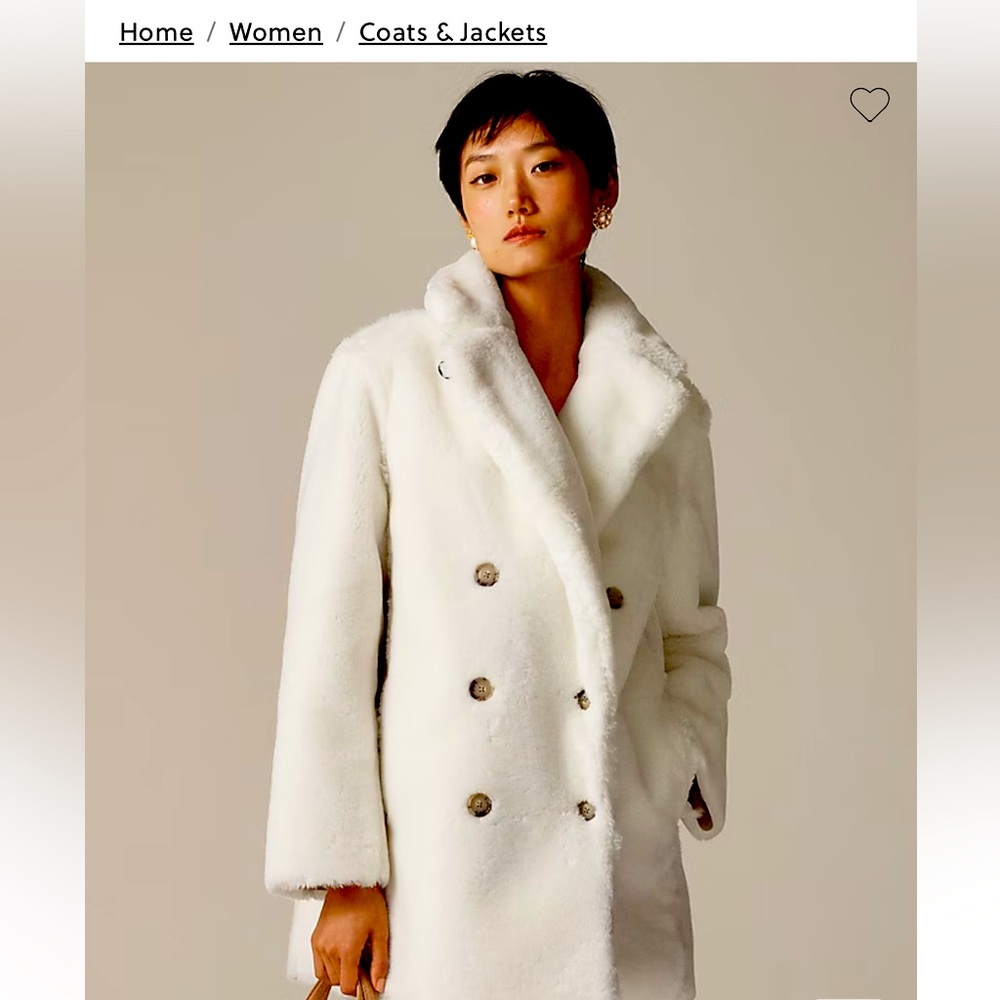 JCrew Faux Fur Peacoat - NWT in Ivory White